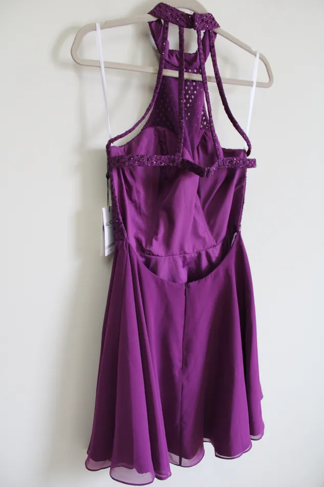 NEW Alyce Paris Purple Plum Chiffon 2652 Dress 6 Alyce Earrings