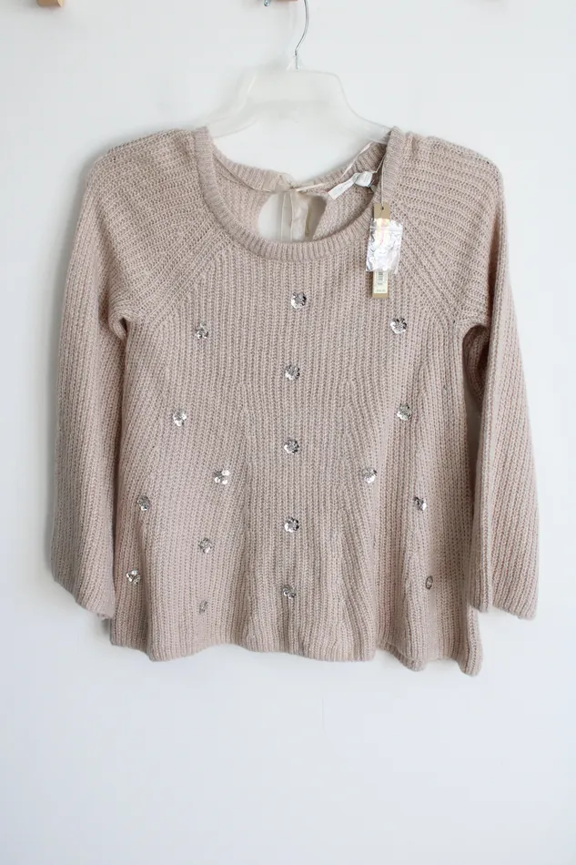 NEW Lauren Conrad Tan Knit Sequined Sweater XS Lauren Conrad Earrings