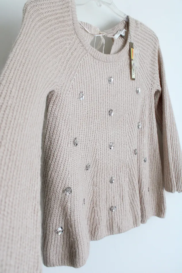 NEW Lauren Conrad Tan Knit Sequined Sweater XS Lauren Conrad Earrings