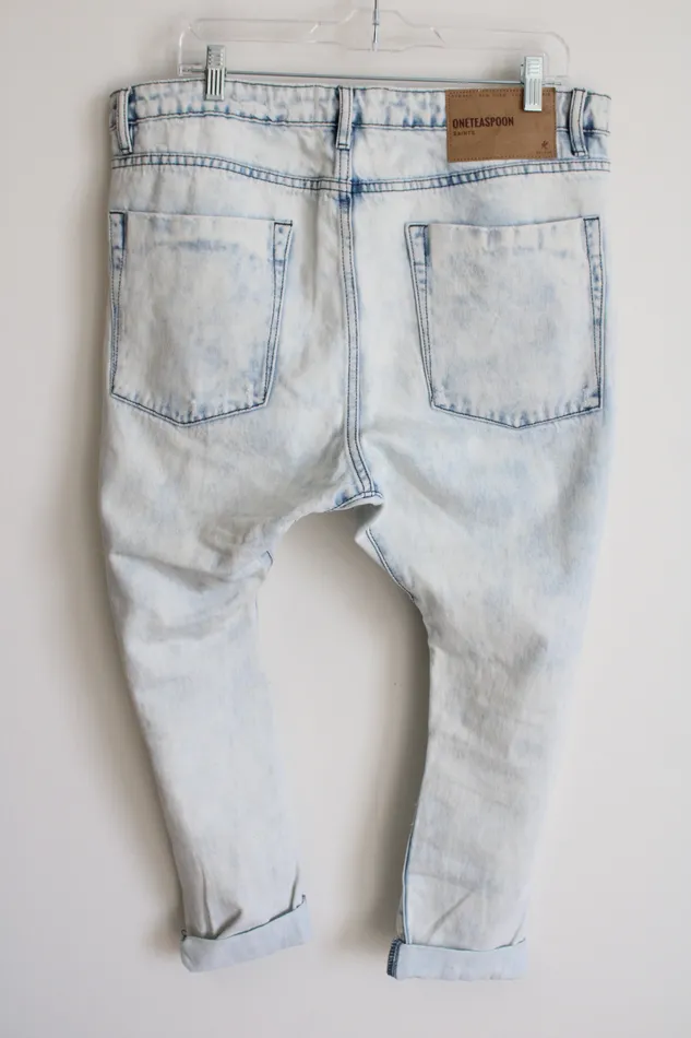 NEW OneTeaspoon Anthropologie Acid Wash Distressed Denim High Rise Jeans 30 Anthropologie Earrings