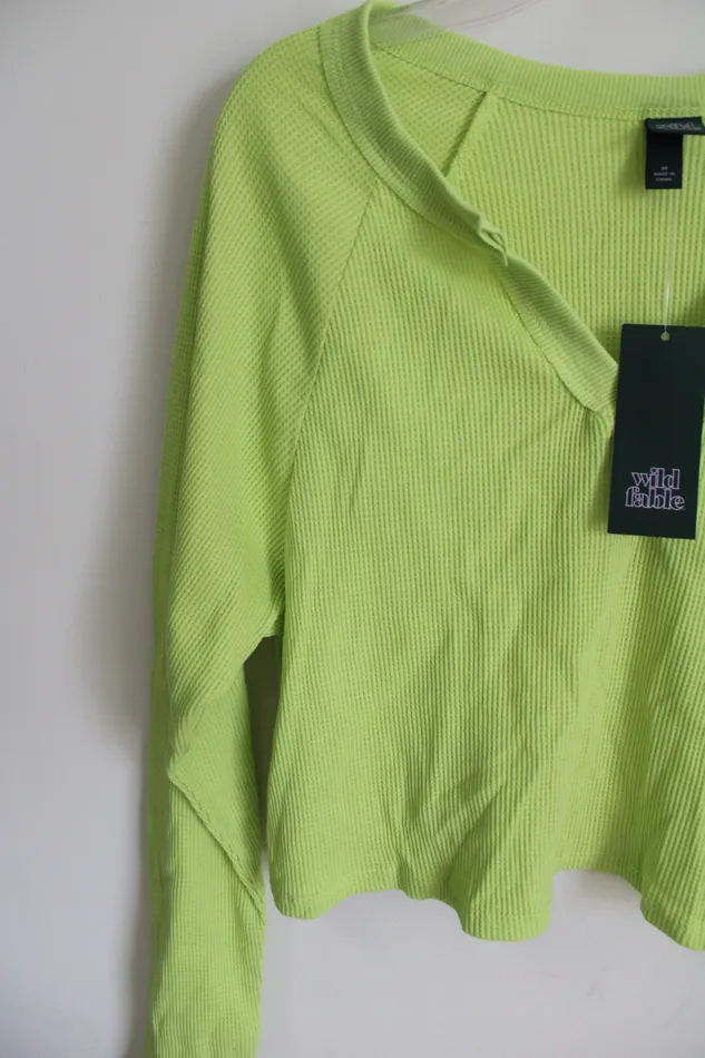 NEW Wild Fable Lime Green Waffle Knit Crop Top M Wild Fable Earrings