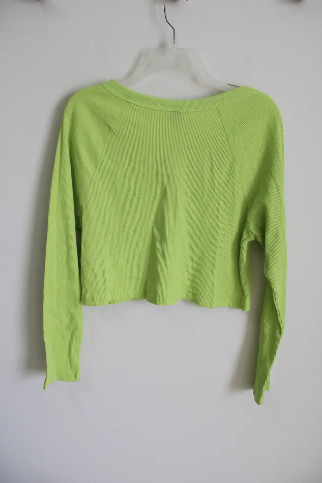NEW Wild Fable Lime Green Waffle Knit Crop Top M Wild Fable Earrings