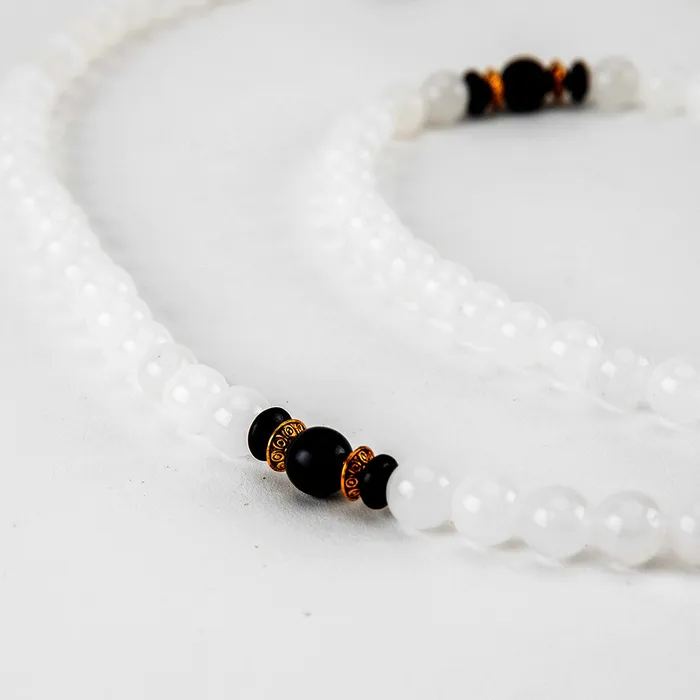 Nirvana Mala White and Black Onyx Mala Rings