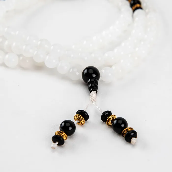 Nirvana Mala White and Black Onyx Mala Rings
