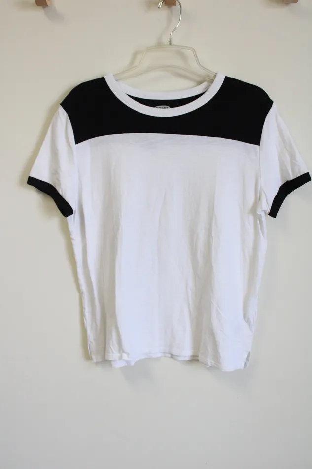 Old Navy Black White Boyfriend Tee M Old Navy Rings