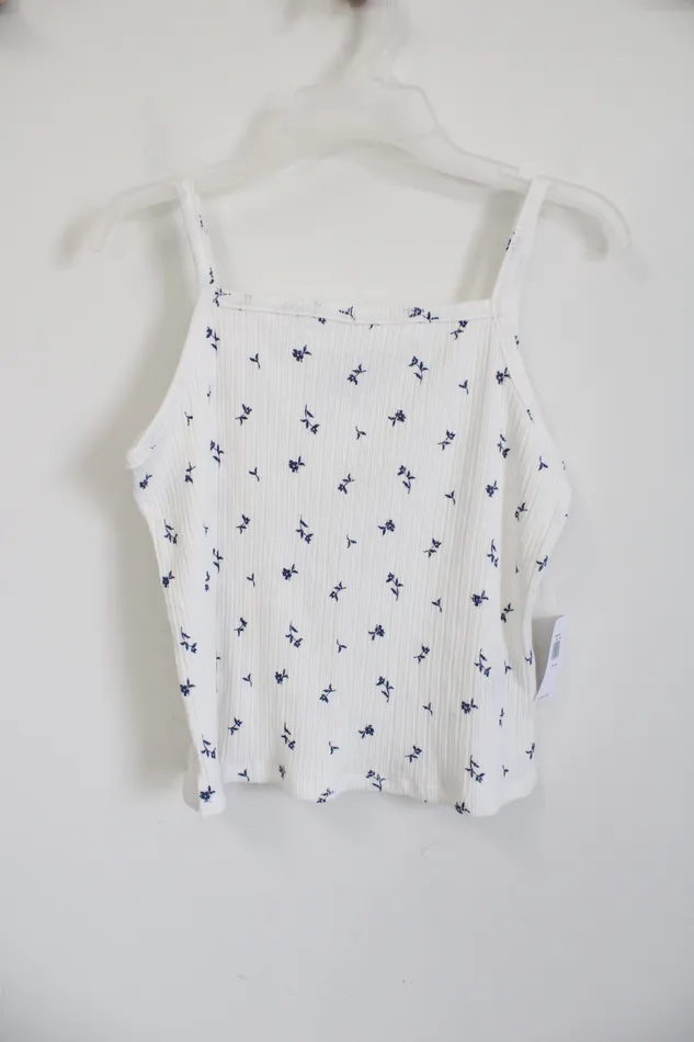 Old Navy Rings NEW Old Navy Cream Blue Floral Rib Tank Youth L 1012