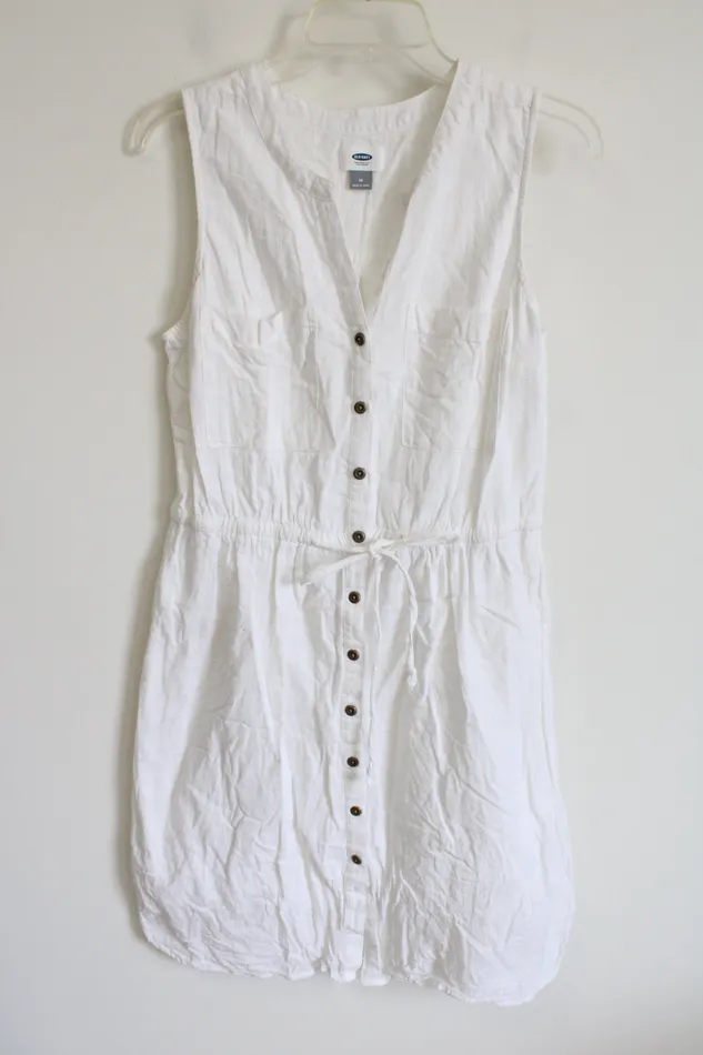 Old Navy Rings Old Navy White Button Down Sleeveless Cotton Dress M
