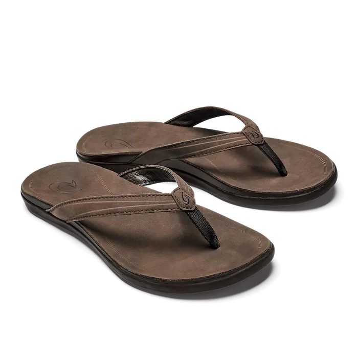 OluKai Aukai Womens Everyday Leather Slippers CopperDark Java OLUKAI Earrings