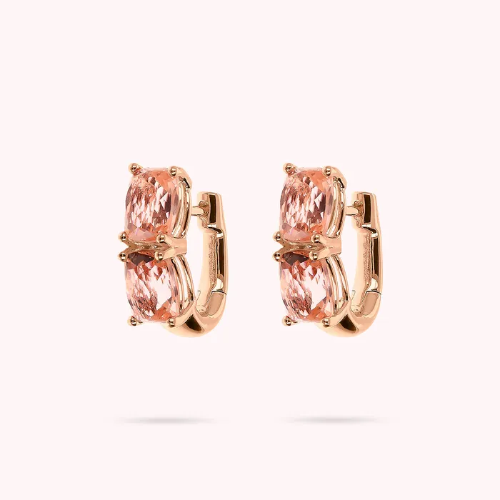Orecchini a Cerchio con Doppia Prisma Gem Taglio Mosaico Bronzallure Earrings