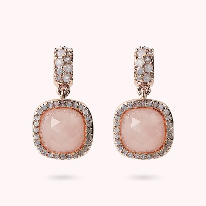 Orecchini Pendenti con Pietre Naturali Quadrate Pav e Cubic Zirconia Bronzallure Rings