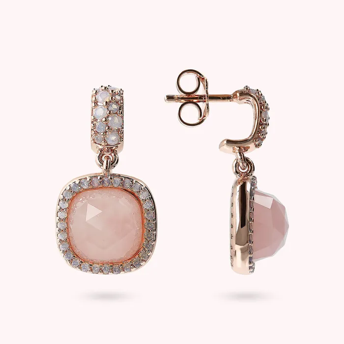 Orecchini Pendenti con Pietre Naturali Quadrate Pav e Cubic Zirconia Bronzallure Rings