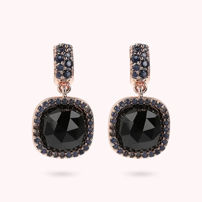 Orecchini Pendenti con Pietre Naturali Quadrate Pav e Cubic Zirconia Bronzallure Rings