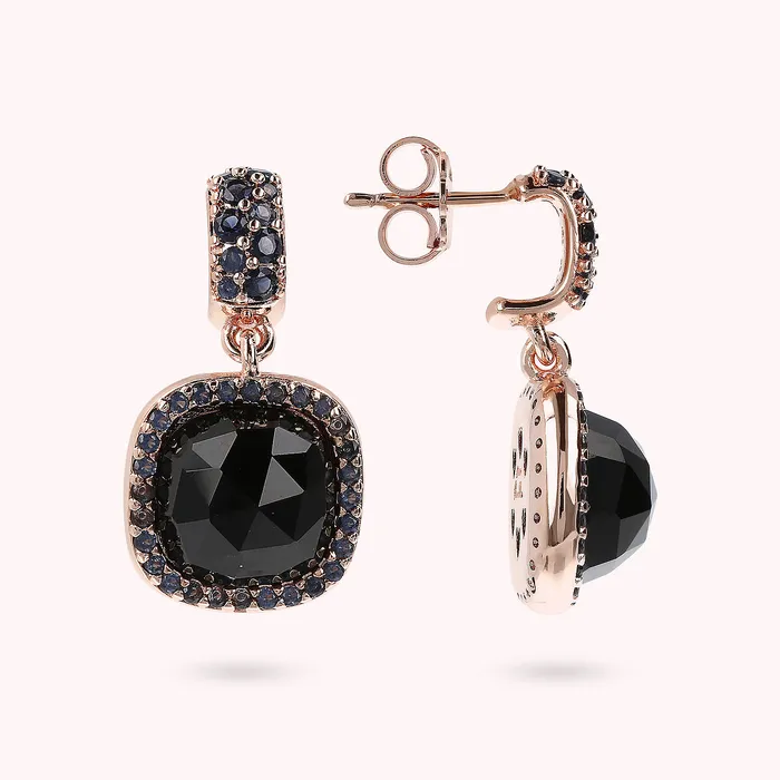 Orecchini Pendenti con Pietre Naturali Quadrate Pav e Cubic Zirconia Bronzallure Rings