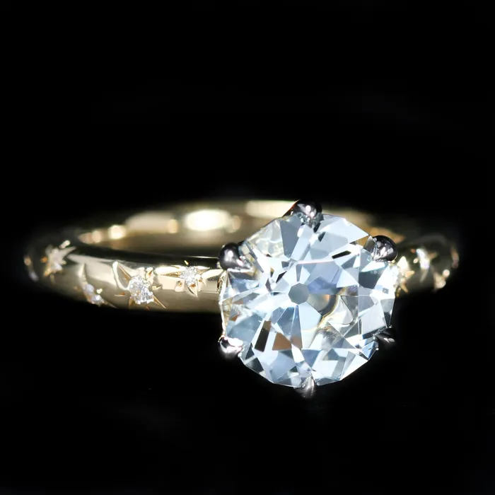 OTC Platinum 18K Yellow Gold 200 Carat Aquamarine and Diamond Ring Rings