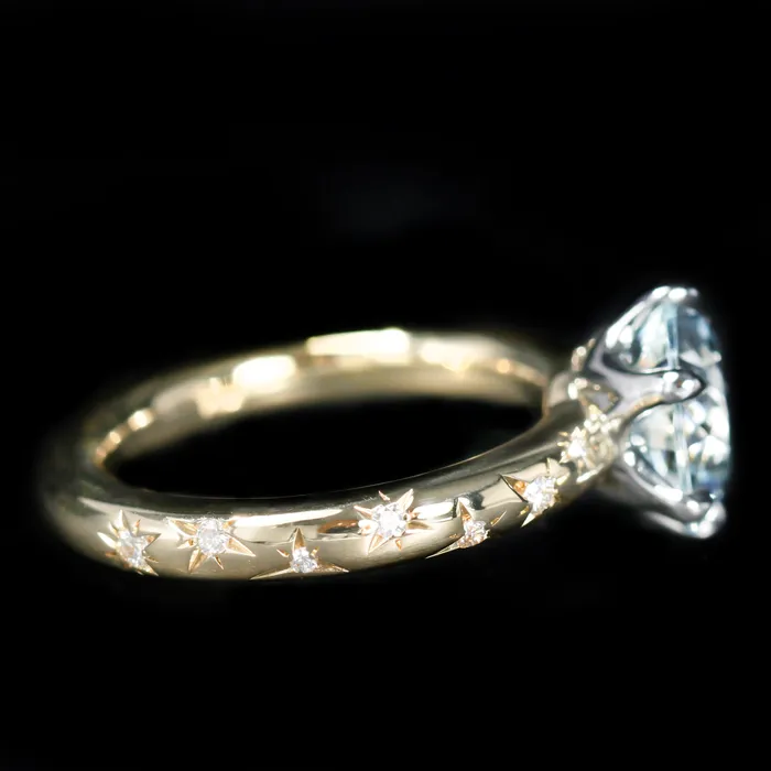 OTC Platinum 18K Yellow Gold 200 Carat Aquamarine and Diamond Ring Rings
