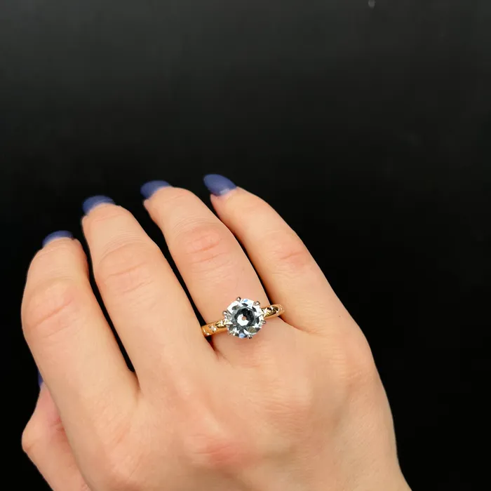 OTC Platinum 18K Yellow Gold 200 Carat Aquamarine and Diamond Ring Rings