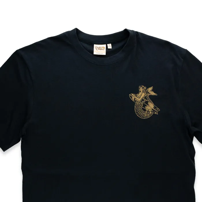 Pacific Creations Sunset Mermaid Mens Tee Shirt Black TANKSTREAM Rings