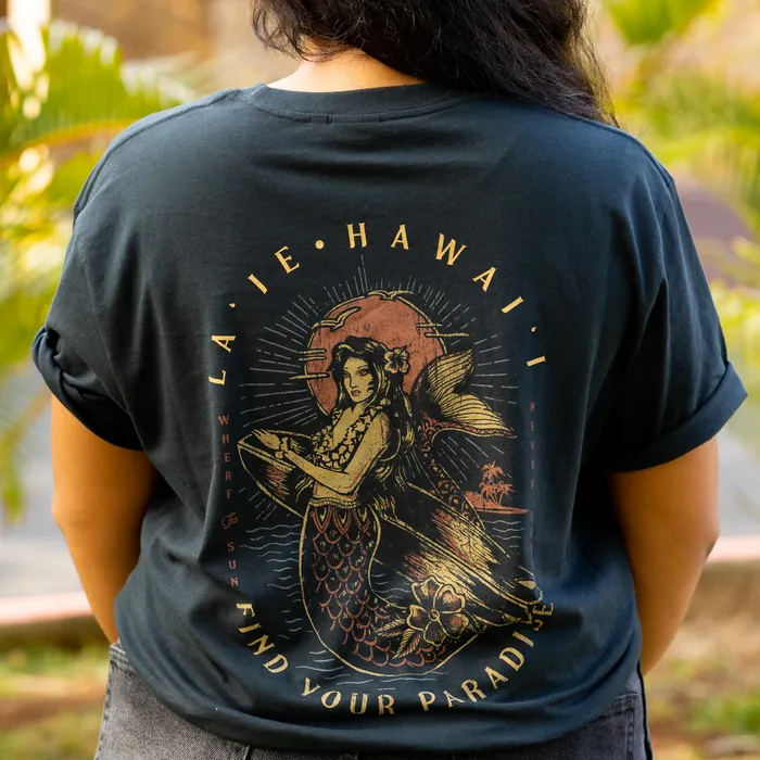 Pacific Creations Sunset Mermaid Mens Tee Shirt Black TANKSTREAM Rings