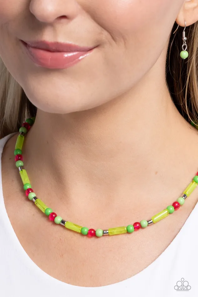 Paparazzi Accessories Beaded Beginner Green Earrings