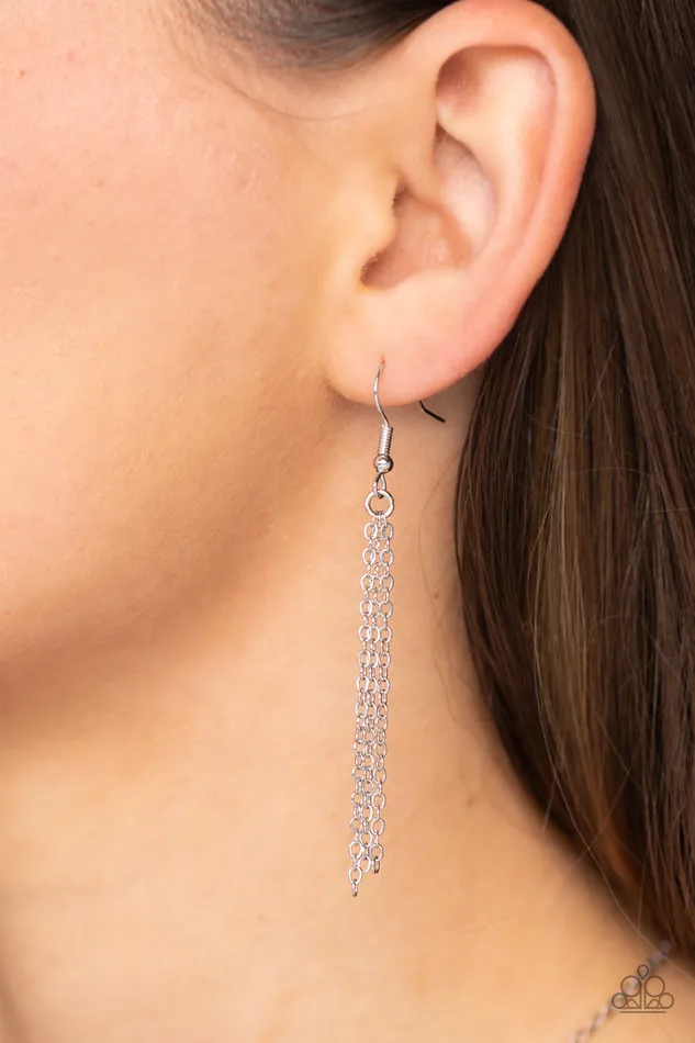 Paparazzi Accessories Earrings Leave Your Initials Silver E