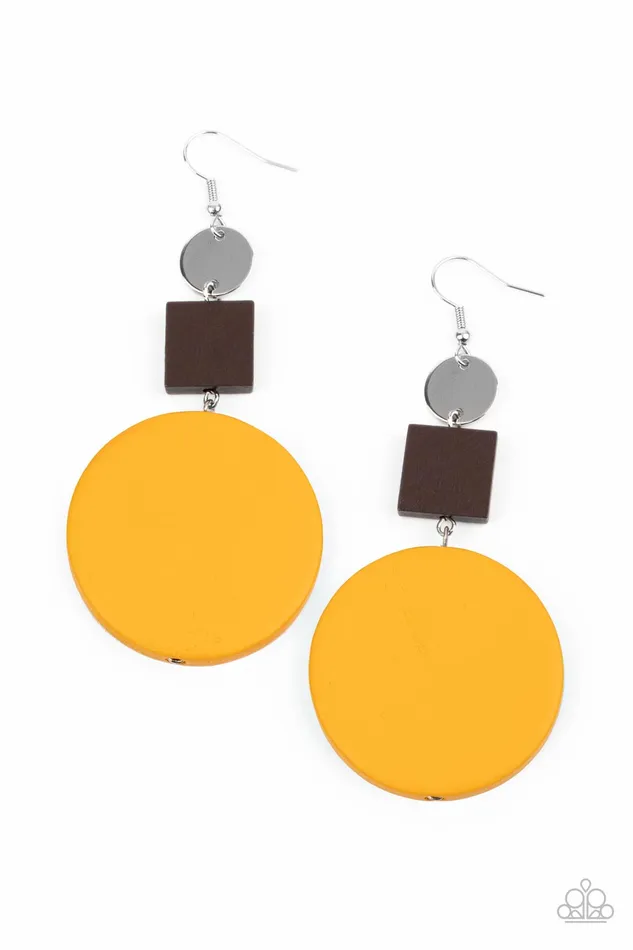 Paparazzi Accessories Earrings Modern Materials Yellow