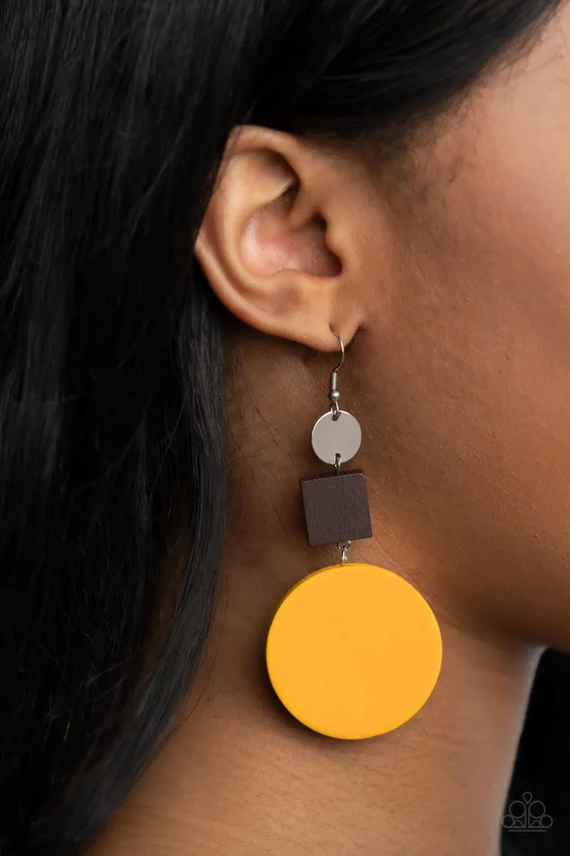 Paparazzi Accessories Earrings Modern Materials Yellow