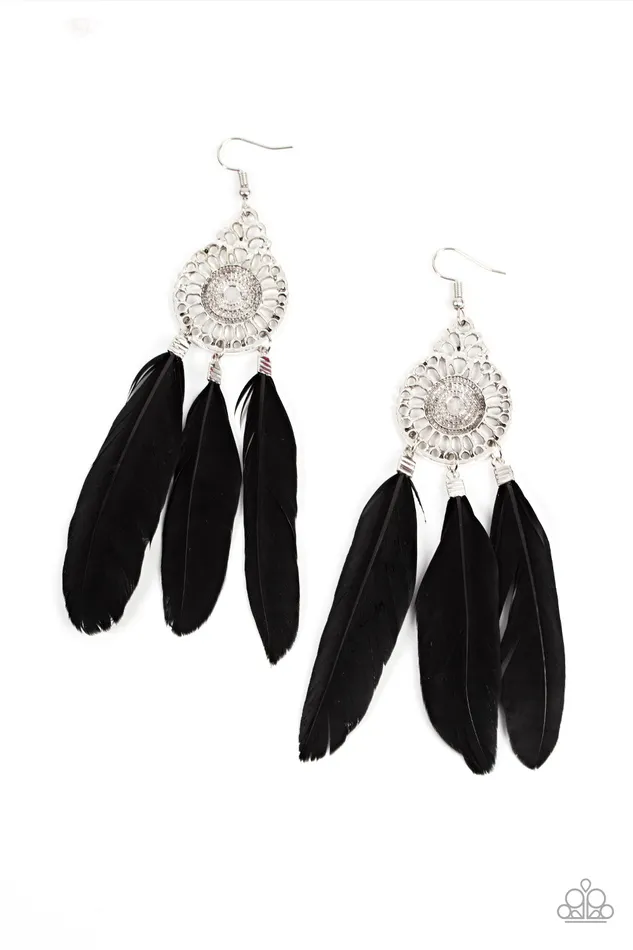 Paparazzi Accessories Earrings Pretty in PLUMES Black