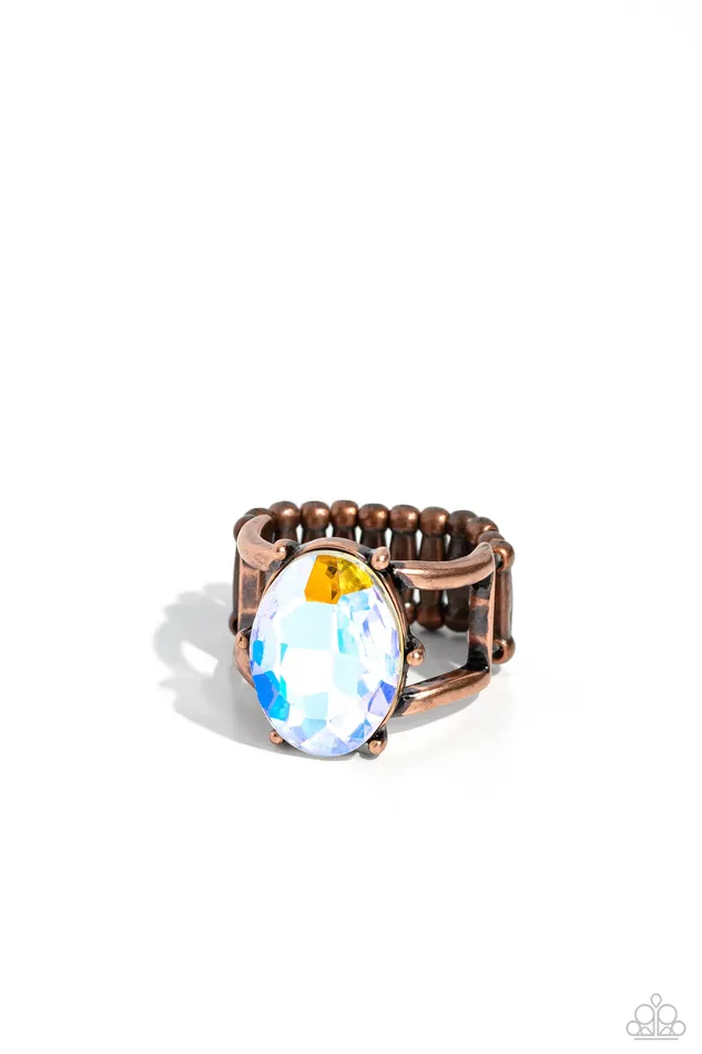 Paparazzi Accessories Earrings Prismatically Pronged Copper