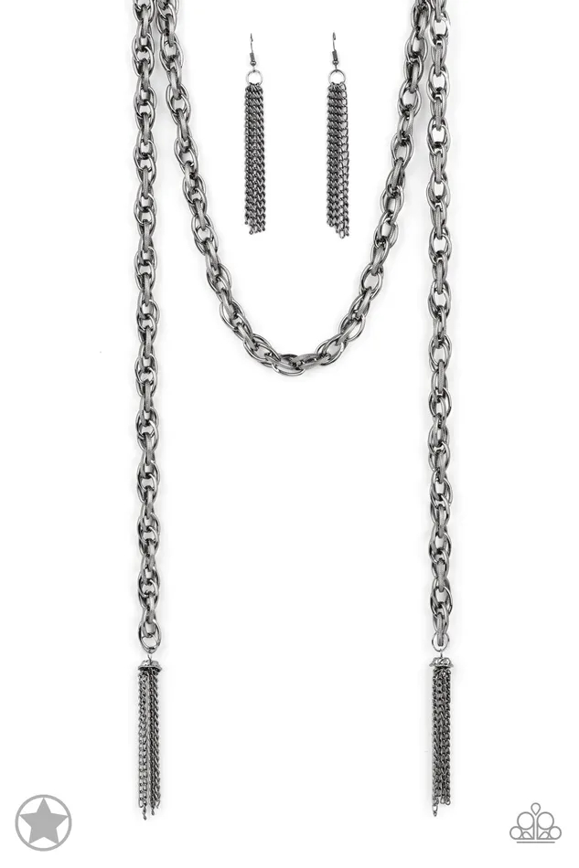 Paparazzi Accessories Necklaces SCARFed for Attention Gunmetal