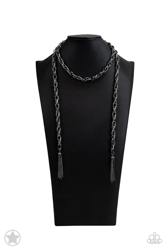 Paparazzi Accessories Necklaces SCARFed for Attention Gunmetal