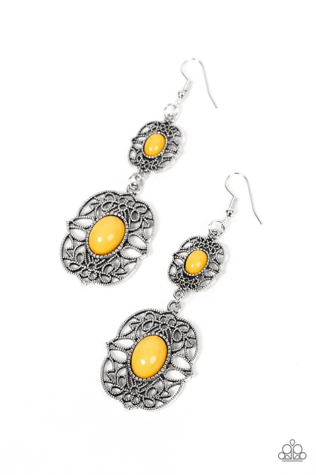 Paparazzi Accessories Victorian Villa Yellow Earrings