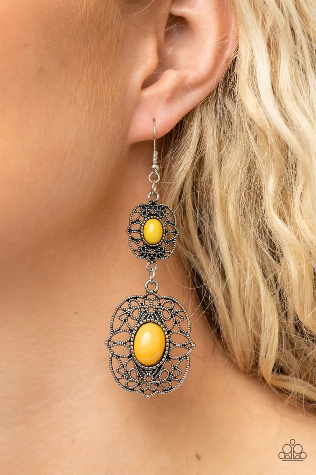 Paparazzi Accessories Victorian Villa Yellow Earrings