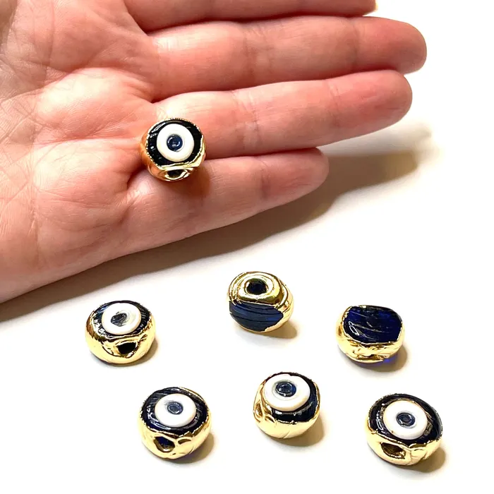 Peppy Beads 24Kt Gold Plated Hand Made Evil Eye Beads Hand Made Evil Eye Beads Navy Blue Necklaces Peppy Beads 24Kt Gold Plated Hand Made Evil Eye Beads Hand Made Evil Eye Beads Navy Blue Necklaces