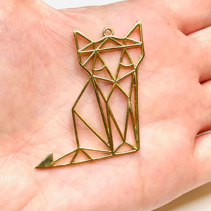 Peppy Beads 24Kt Shiny Gold Plated Brass Origami Cat Pendant Cat Necklace Charms Necklaces Peppy Beads 24Kt Shiny Gold Plated Brass Origami Cat Pendant Cat Necklace Charms Necklaces