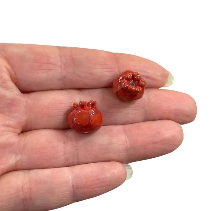 Peppy Beads Charm Necklaces Hand Made Murano Glass Pomegranate Charm