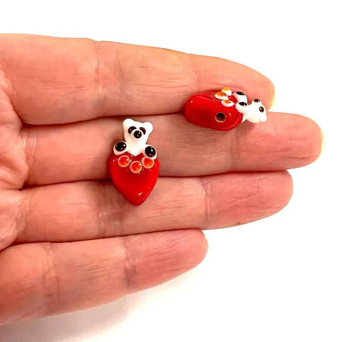 Peppy Beads Charm Necklaces Hand Made Murano Glass Valentines Day Heart Charm