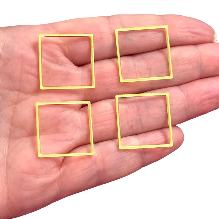 Peppy Beads Earrings 24Kt Gold Plated 22mm Square Charms Gold Square Connector Charms 4 pcs in a pack Peppy Beads Earrings 24Kt Gold Plated 22mm Square Charms Gold Square Connector Charms 4 pcs in a pack