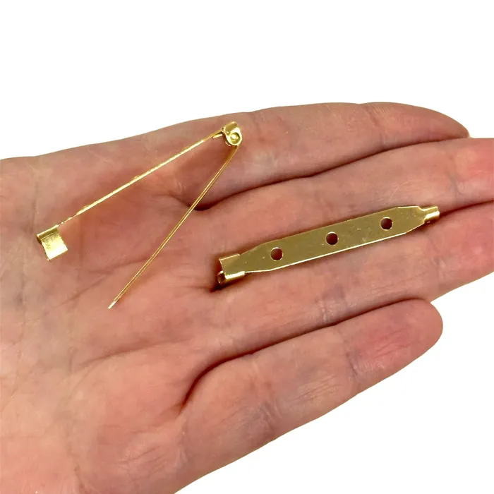 Peppy Beads Earrings 24Kt Gold Plated 45mm Brooch Pin Backs 2 pcs in a pack