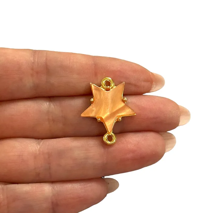 Peppy Beads Earrings 24Kt Gold Plated BrassHand Made Resin Star Double Loop Connector Charm Peppy Beads Earrings 24Kt Gold Plated BrassHand Made Resin Star Double Loop Connector Charm