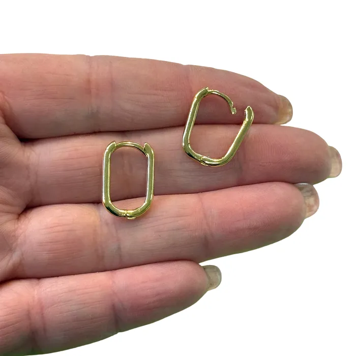 Peppy Beads Earrings 24Kt Gold Plated Brass Leverback Earrings 18x12mm Gold Plated Leverback Earring Hoops