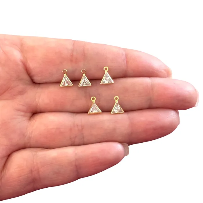 Peppy Beads Earrings 24Kt Gold Plated Clear Cubic Zirconia Triangle Charms 5 pcs in a pack Peppy Beads Earrings 24Kt Gold Plated Clear Cubic Zirconia Triangle Charms 5 pcs in a pack