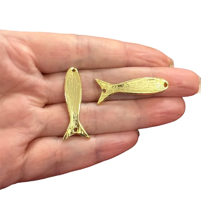 Peppy Beads Earrings 24Kt Gold Plated Fish Connector Charms 2 pcs in a pack