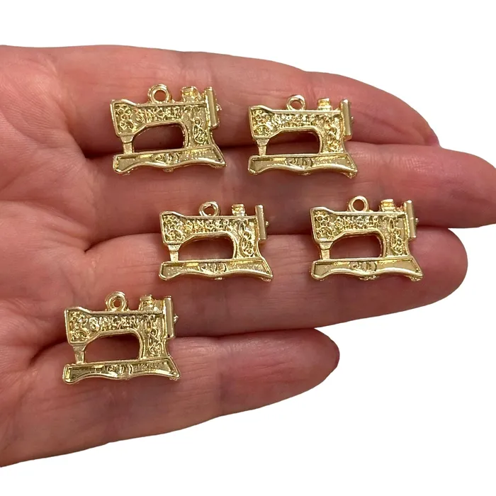 Peppy Beads Earrings 24Kt Gold Plated Sewing Machine Charms Gold Sewing Charms 5 pcs in a pack Peppy Beads Earrings 24Kt Gold Plated Sewing Machine Charms Gold Sewing Charms 5 pcs in a pack