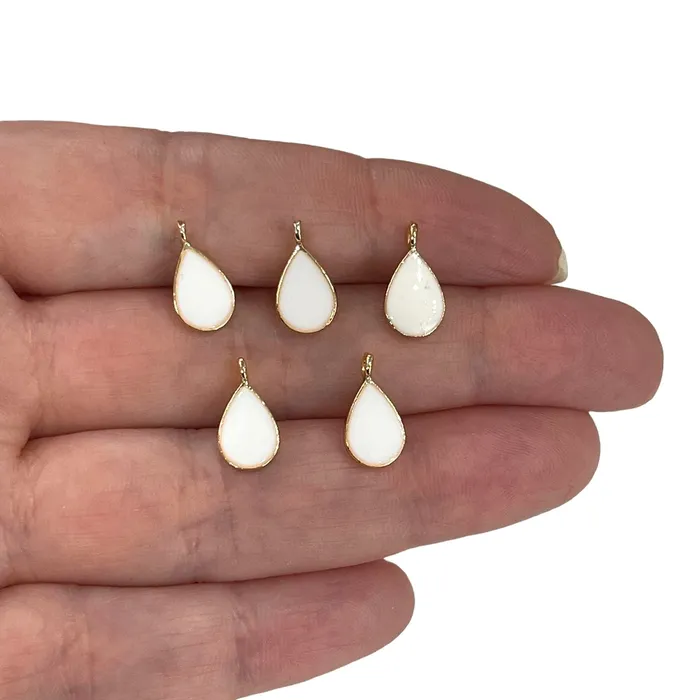 Peppy Beads Earrings 24Kt Gold Plated White Enamelled Drop Charms 5 pcs in a Pack Peppy Beads Earrings 24Kt Gold Plated White Enamelled Drop Charms 5 pcs in a Pack