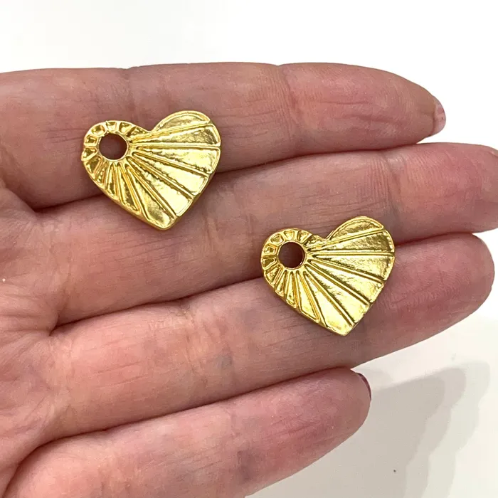 Peppy Beads Earrings 24Kt Matte Gold Plated Heart Charms 2 pcs in a pack