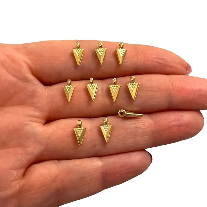 Peppy Beads Earrings 24Kt Matte Gold Plated Triangle Charms 10 pcs in a pack