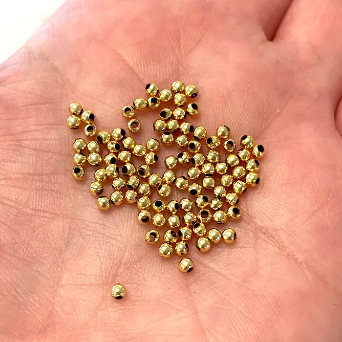 Peppy Beads Earrings 24Kt Shiny Gold Plated 2mm Spacer Balls 1000 pieces in a pack Peppy Beads Earrings 24Kt Shiny Gold Plated 2mm Spacer Balls 1000 pieces in a pack