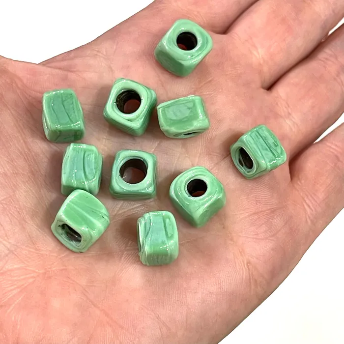 Peppy Beads Earrings Hand Made Glass Cube Beads Large Hole Traditional Lampwork Glass Beads 10 BeadsMINT Peppy Beads Earrings Hand Made Glass Cube Beads Large Hole Traditional Lampwork Glass Beads 10 BeadsMINT