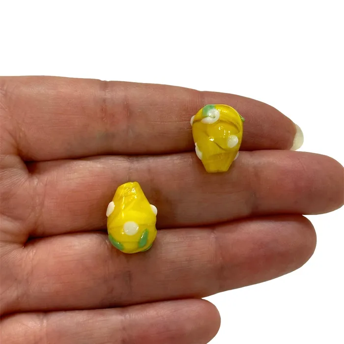 Peppy Beads Earrings Hand Made Yellow Glass Vertical Hole FruitVine Beads 2 Pcs in a pack Peppy Beads Earrings Hand Made Yellow Glass Vertical Hole FruitVine Beads 2 Pcs in a pack