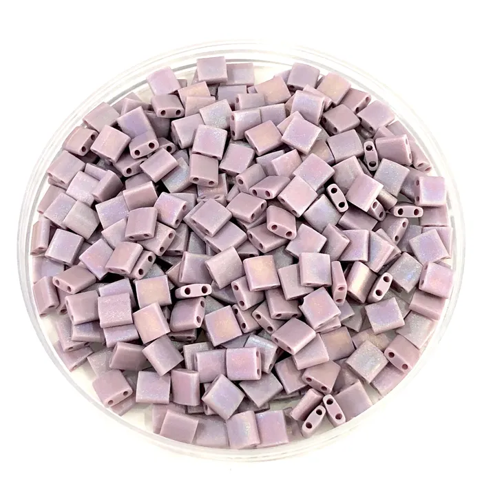 Peppy Beads Earrings Miyuki Tila Beads TL0410FR Opaque Mauve AB Matted